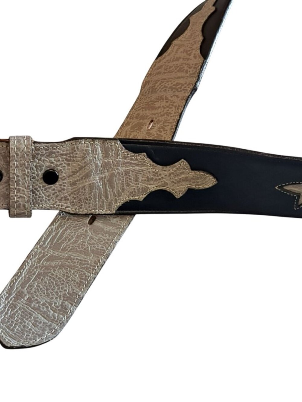 Justin Black & Gray Leather Belt With Star Western Size 32 Men's Rodeo Cowboy
